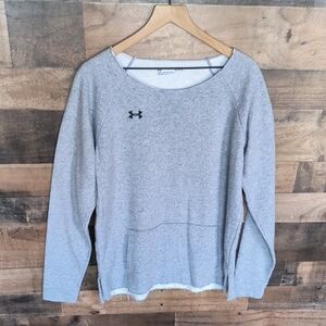 Under Armour Hustle Fleece Gray Scoop Neck Sweatshirt Sz Large Women